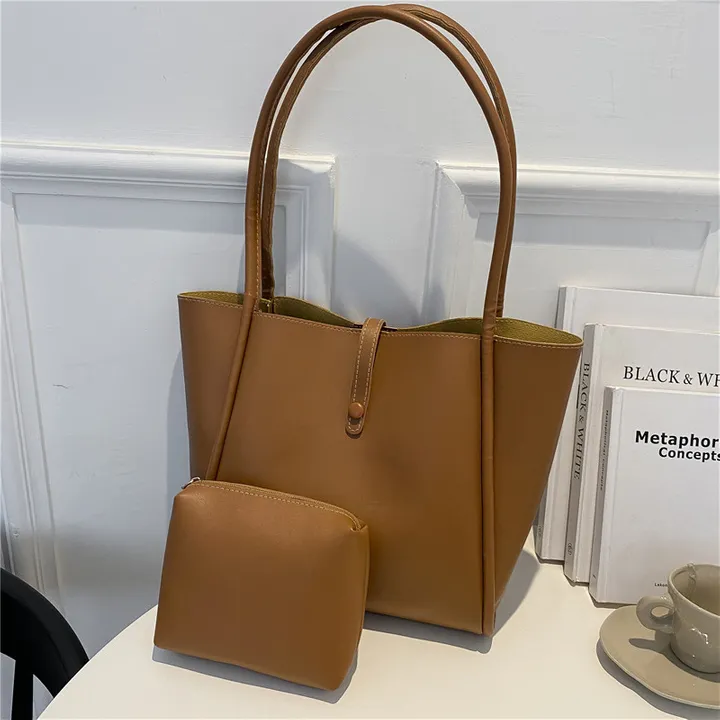 Fashion Women's Large Waterproof PU Leather Handbag Shoulder Bag Purse Card Holder Tote,Business Handbag Satchel Purse 2pcs Set