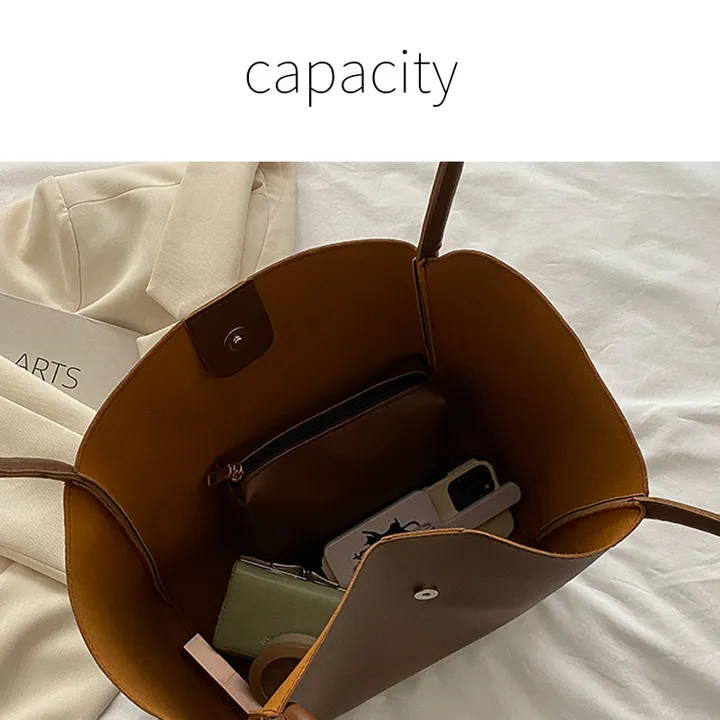 Fashion Women's Large Waterproof PU Leather Handbag Shoulder Bag Purse Card Holder Tote,Business Handbag Satchel Purse 2pcs Set