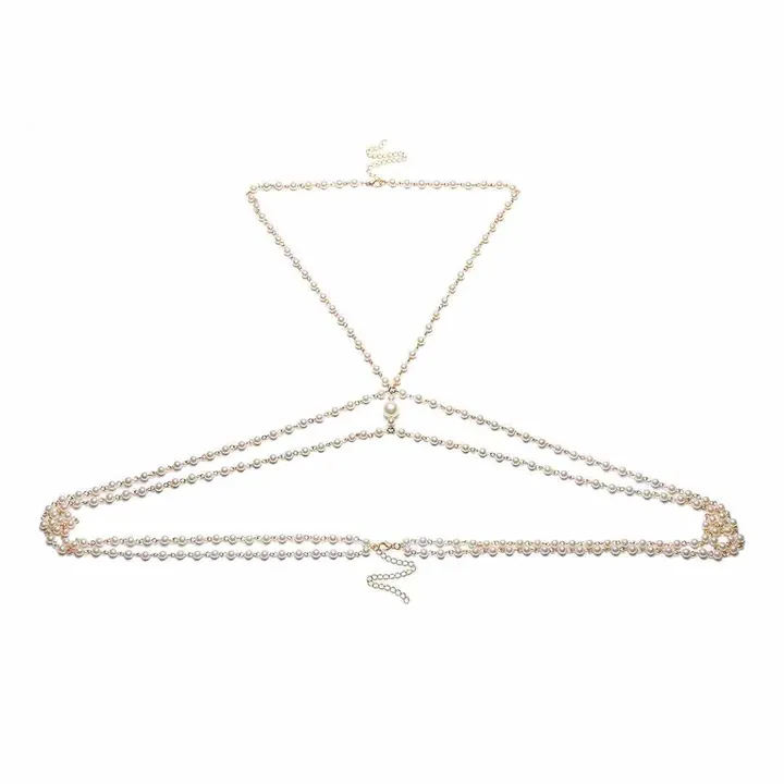 Luxury Women's Bra Chain Simple Pearl Handmade Evening Dress Accessories Women's Sexy Beach Jewelry Body Chain Wholesale