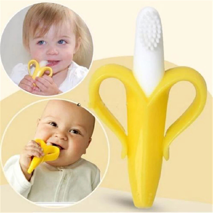 Kids Toothbrush For 1-6 Years Old ，Tooth Brush Healthy Whitens Teeth，Cartoon Baby Teether Toys，Protect Teeth Silicone Soft Tooth Brush ,Banana Teething Ring Silicone Chew Dental,Care Toothbrush G