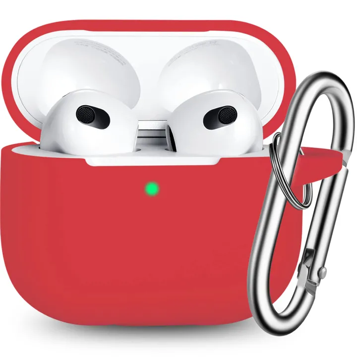 For AirPods Pro Case Wireless Bluetooth Earphone Protective Silicone Cover headphone Accessories  With Carabiner ，Case Accessories Wireless Earphone With Keychain， Switch Cover For airpods 3