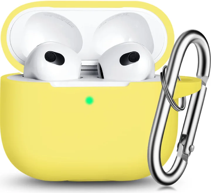 For AirPods Pro Case Wireless Bluetooth Earphone Protective Silicone Cover headphone Accessories  With Carabiner ，Case Accessories Wireless Earphone With Keychain， Switch Cover For airpods 3