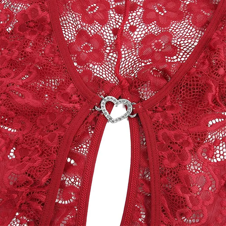 Sexy Lace Women Clothes Pajamas  Panties,Night Sexy Pajamas Lady Jumpsuit Sexy Lingerie,Lace Hollow Romantic Pure Desire Sleepwear, Deep V Open Bra Lace Perspective Mesh Temptation Into The Nightdress