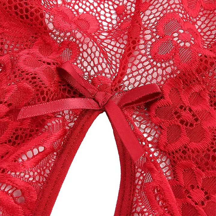Sexy Lace Women Clothes Pajamas  Panties,Night Sexy Pajamas Lady Jumpsuit Sexy Lingerie,Lace Hollow Romantic Pure Desire Sleepwear, Deep V Open Bra Lace Perspective Mesh Temptation Into The Nightdress