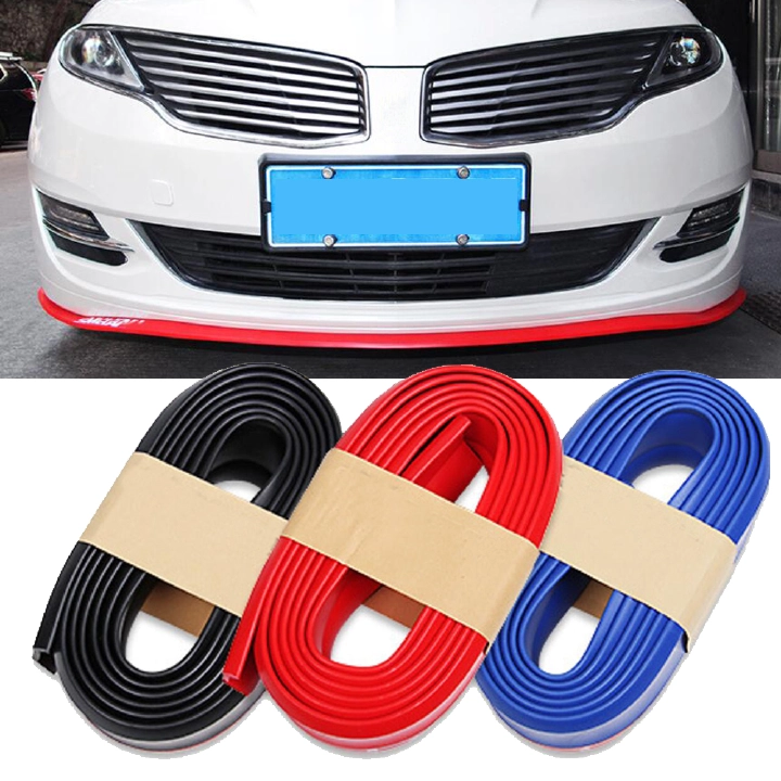 Universal Car Front Lip Spoiler - Flexible Rubber Bumper Splitter Strip - Easy Install
