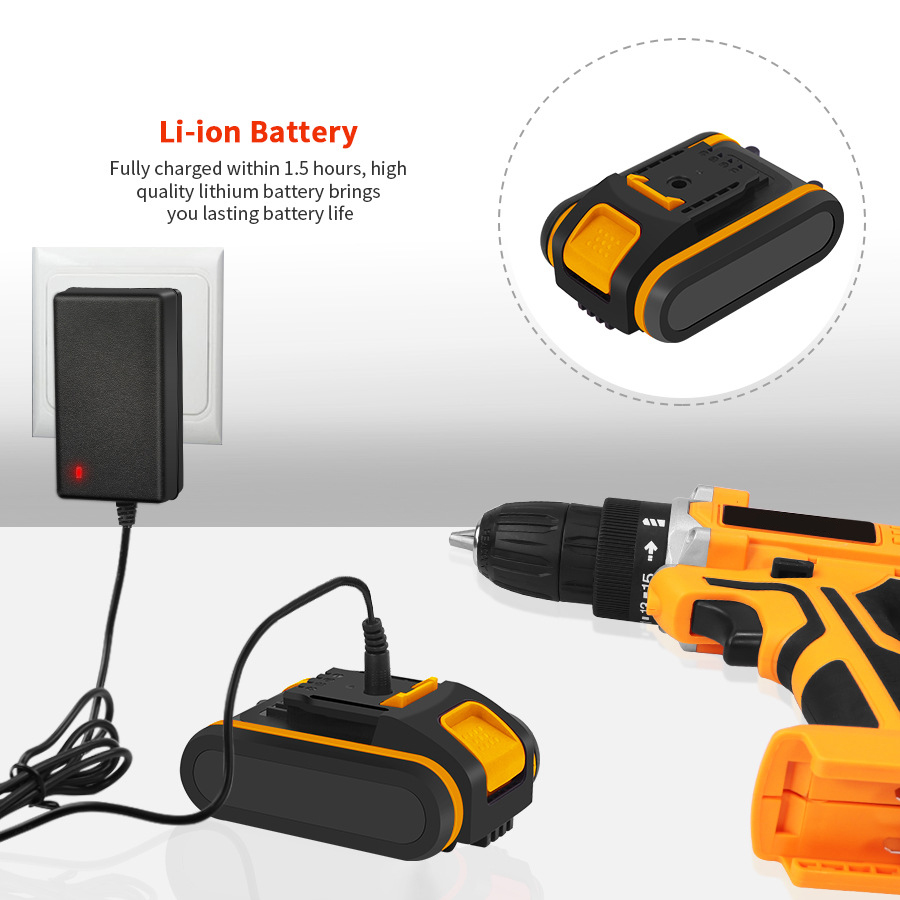 LOONFUNG 21V Electric Drill With Rechargeable Lithium Battery Electric Screwdriver