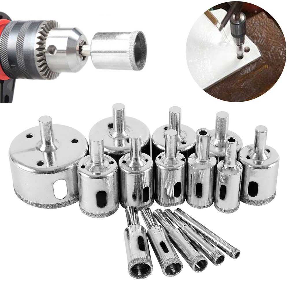 15 PCS/SET Diamond-Coated Hole Saw Drill Bits for Ceramic, Glass, Porcelain, Marble, Granite, Tile – High Precision Core Drill Tools 6mm-50mm