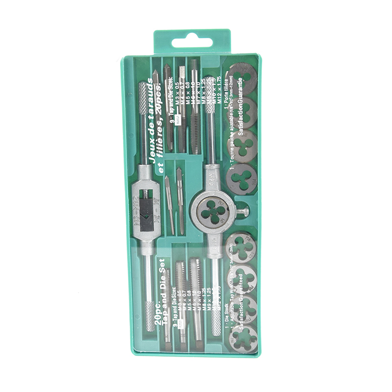 20-Piece Metric Tap and Die Set – M3–M12 Thread Cutting Tool Kit with Wrenches for Metal Repair & DIY