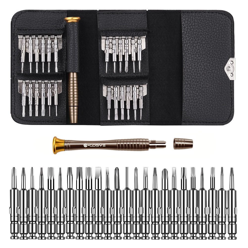 Professional Precision Screwdriver Set 25+ Bits - Electronics Repair Tool Kit for Phone Laptop Computer Watch Eyeglass with Magnetic Handle & Case