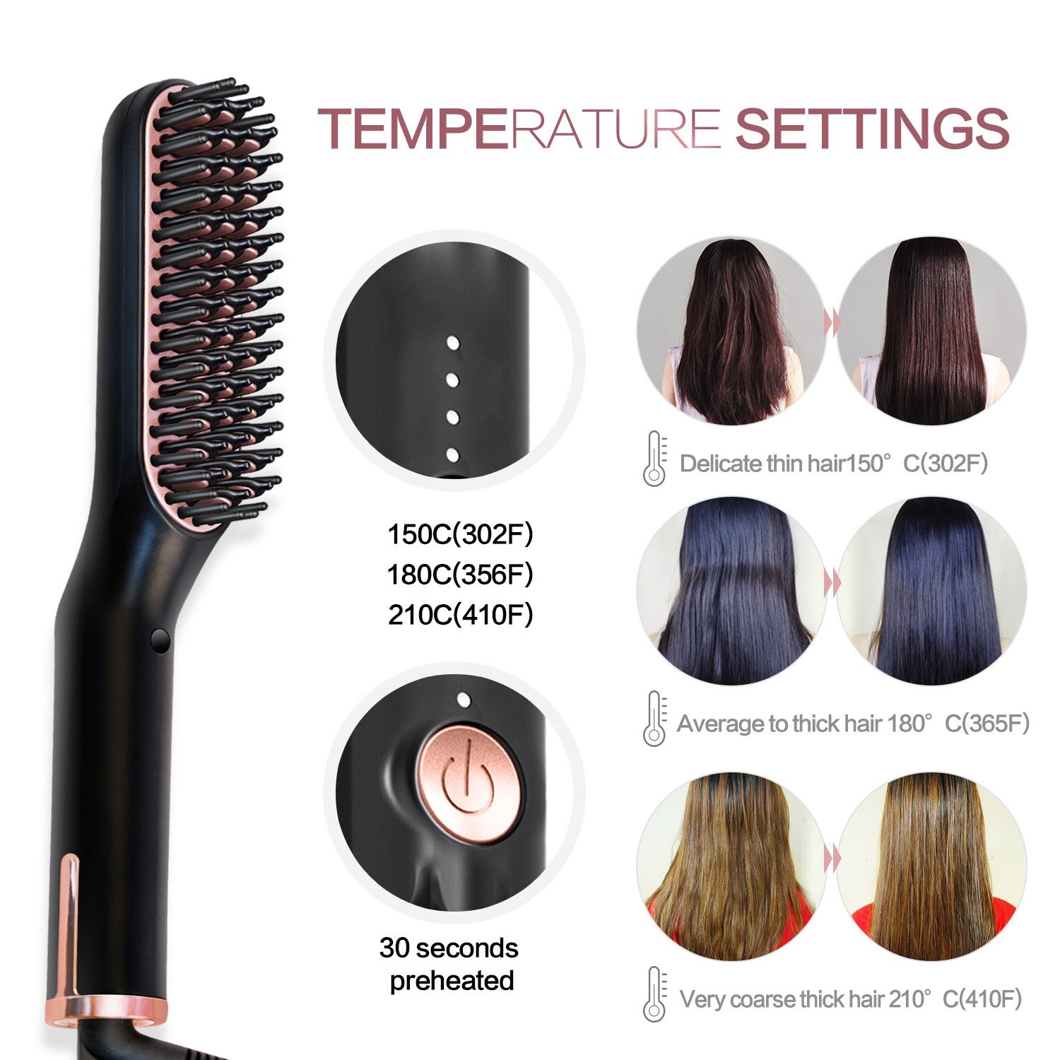 Fashion Men Quick Beard Straightener Hair Comb Electric Hair Styler for Women Hair Tools