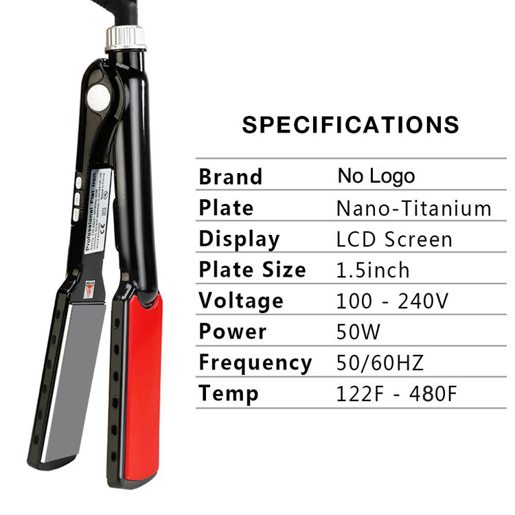 LOONFUNG Hair Straightener MCH Hair Iron Nano Ionic Flat Iron Curler