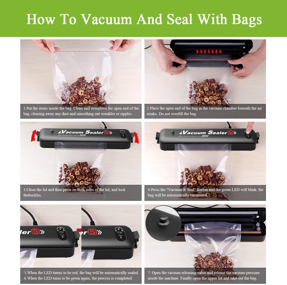 Vacuum Sealer Machine for Food Preservation – Automatic Air Sealing System for Meat, Vegetables & Dry Goods