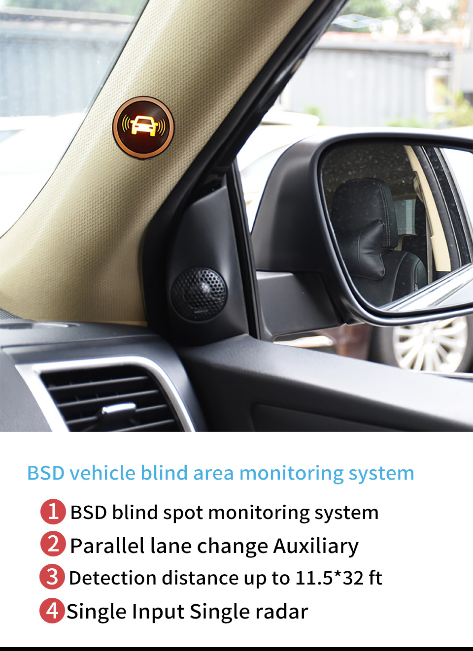 LOONFUNG Blind Spot Detection System BSD Change Lane Assistant Car Driving Security