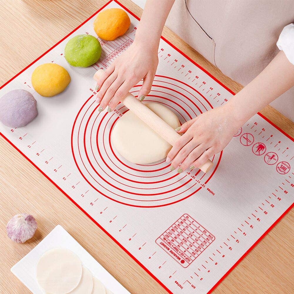 LOONFUNG Silicone Pastry Mat Dough Rolling Mat Counter Pad Pie Crust Pad Kitchen Dining Room