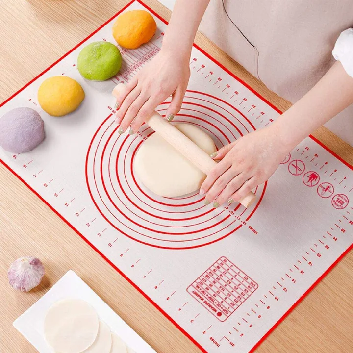 Non-Stick Silicone Baking Mat Pastry Mat with Measurements – Dough Kneading & Rolling Pad for Pastry, Pizza, Cookies