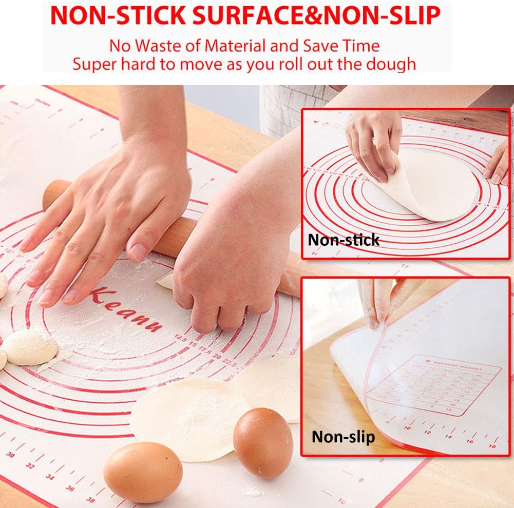 LOONFUNG Silicone Pastry Mat Dough Rolling Mat Counter Pad Pie Crust Pad Kitchen Dining Room