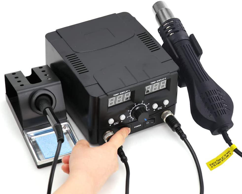 LOONFUNG 2in1 Soldering Station Hot Air Gun Rework Station Soldering Iron Phone Repair Computer PCB
