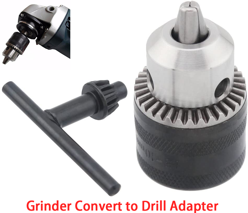 M10 Angle Grinder Drill Chuck Adapter Convert to Electric Drill – 100 Type Conversion Chuck with Key, 1.5–10mm Clamping Range