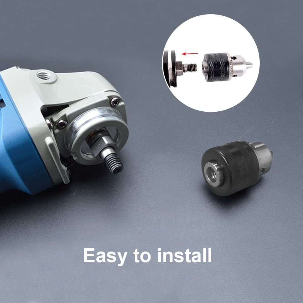 M10 Angle Grinder Drill Chuck Adapter Convert to Electric Drill – 100 Type Conversion Chuck with Key, 1.5–10mm Clamping Range
