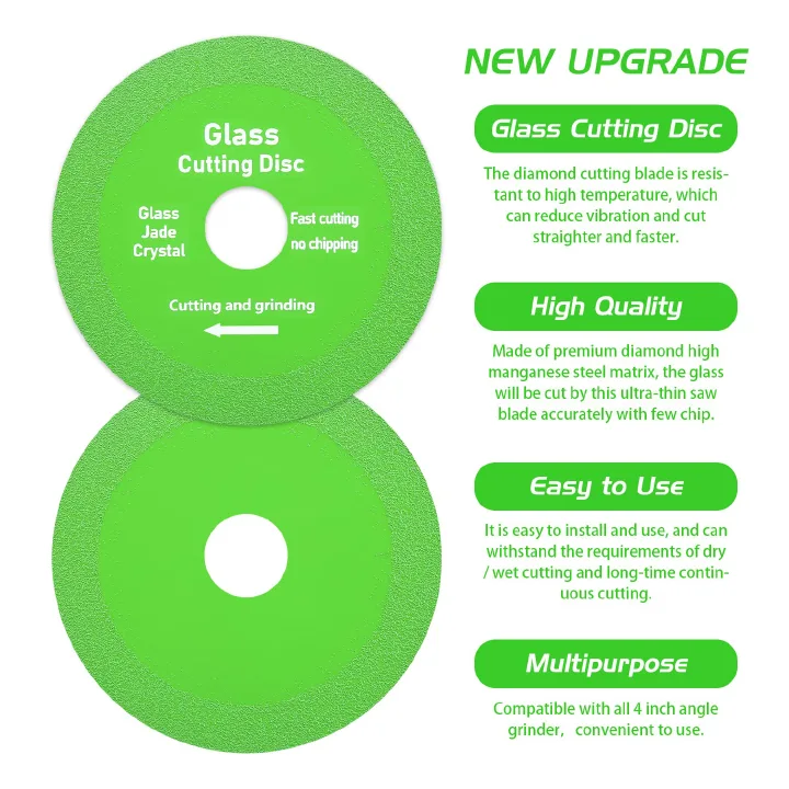 Glass Cutting Disc for Angle Grinder, Diamond Cutting Blades Glass Cutters Tools, 1mm Ultra Thin Saw Blade Wheel Glass Ceramic Cutting and Grinding for Jade, Crystal, Bottles