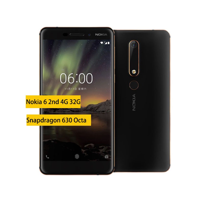 Refurbished Nokia 6 Second generation 4GB+32GB/64GB Mobile phone 5.5&apos;&apos; 16.0MP+8mp 3000mAh Smartphone