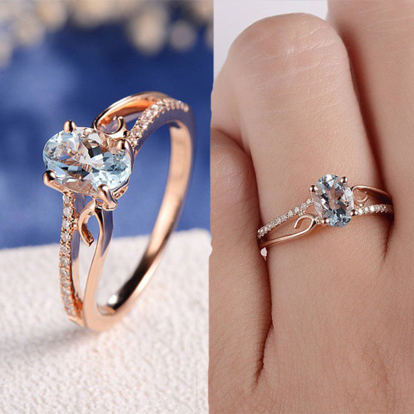 Exquisite Women 14K Rose Gold Plated Ring Oval Jewelry Proposal Promise Gift Men Ring women ring
