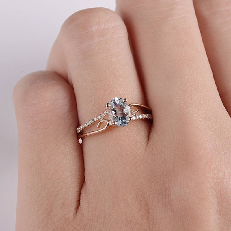 Exquisite Women 14K Rose Gold Plated Ring Oval Jewelry Proposal Promise Gift Men Ring women ring