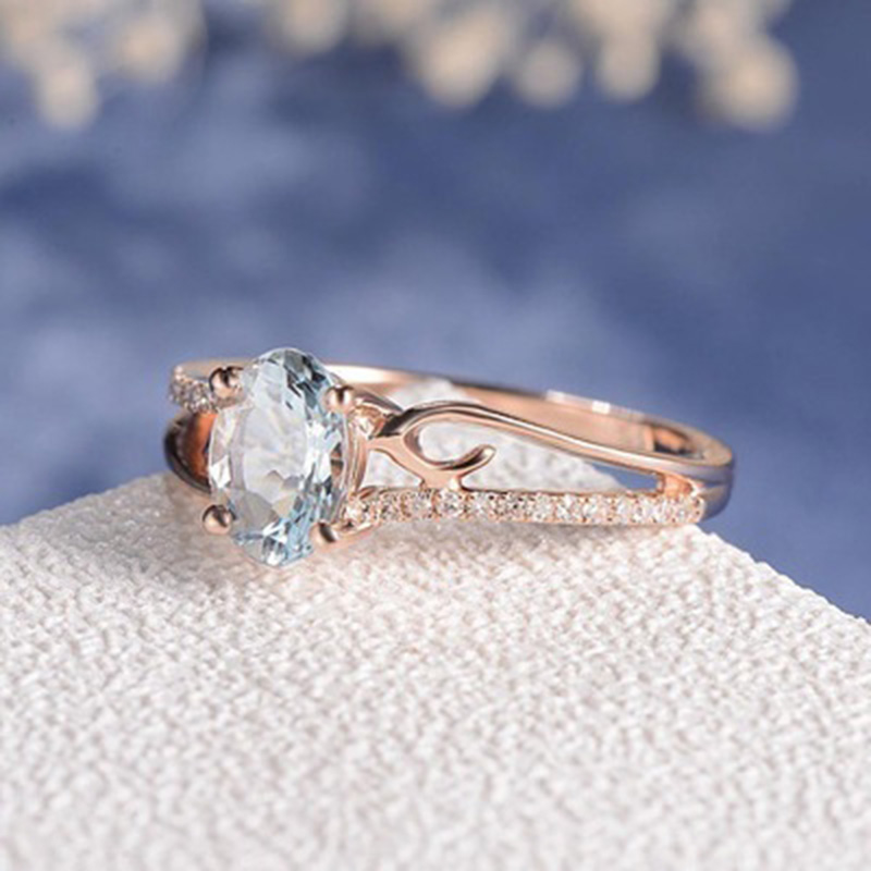 Exquisite Women 14K Rose Gold Plated Ring Oval Jewelry Proposal Promise Gift Men Ring women ring