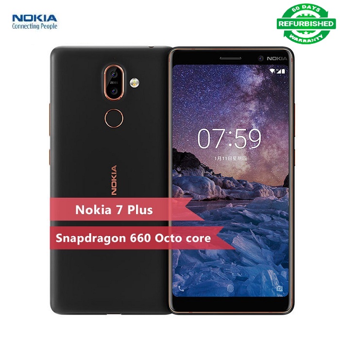 Refurbished Nokia 7 Plus Smartphone 6.0&apos;&apos; 4/6+64GB 13MP+16MP Mobile Phone 3800mAh 4G NFC  Cellphone