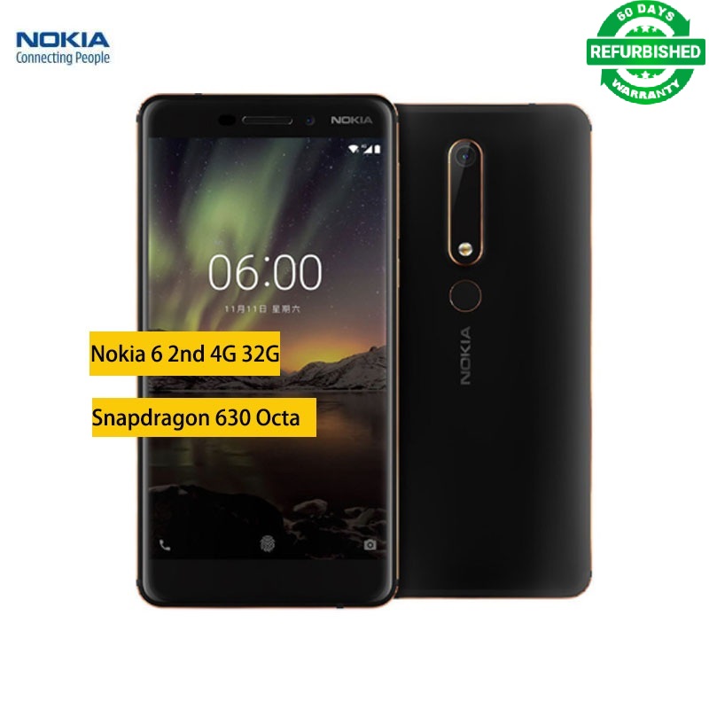 Refurbished Nokia 6 Second generation 4GB+32GB/64GB Mobile phone 5.5&apos;&apos; 16.0MP+8mp 3000mAh Smartphone