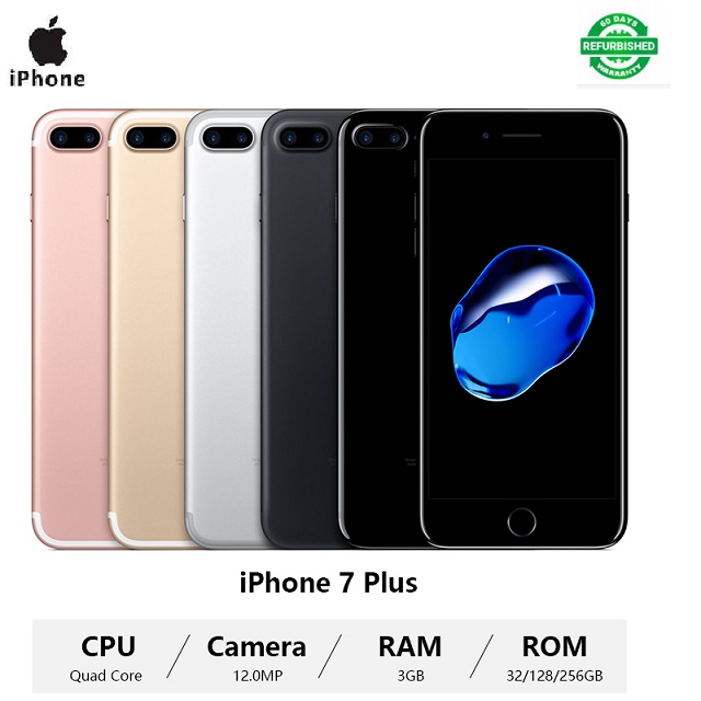 Refurbished smartphone iphone 7 plus 256GB+3GB 12MP+7MP 5.5” fingerprint unlocked iphone7 plus