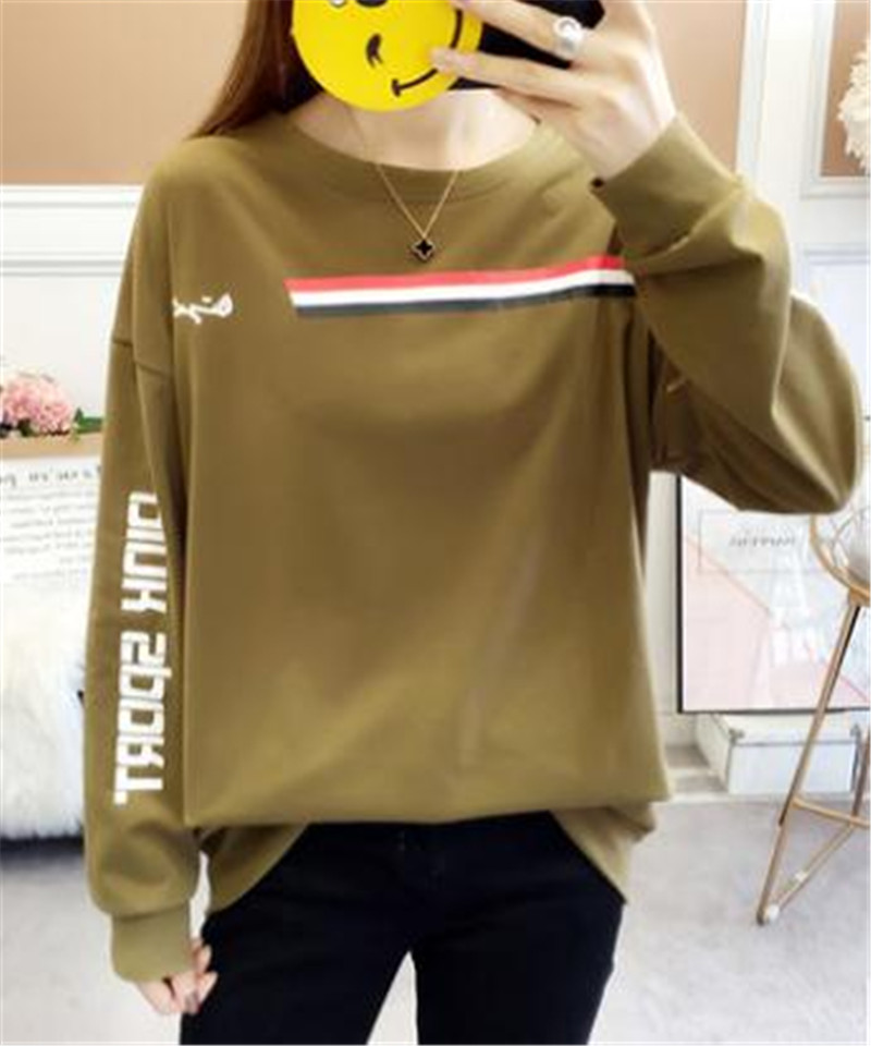 Women's Clothes 2019 new fat mm long-sleeved T-shirt large size fat sister loose thin cover belly