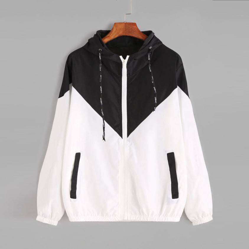 Women's Clothes Jackets Female Zipper Pockets Casual Long Sleeves Coats Autumn Hooded  Windbreaker
