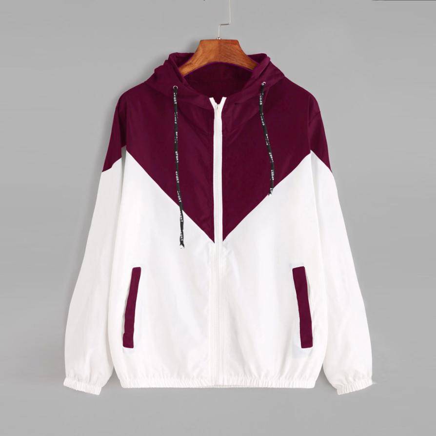 Women's Clothes Jackets Female Zipper Pockets Casual Long Sleeves Coats Autumn Hooded  Windbreaker