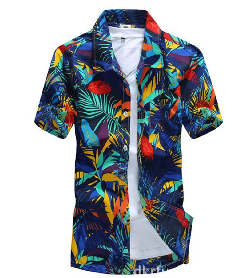 Men's Casual Vacation Travel Beach Shirt Loose Square Collar Short Sleeve Floral T-Shirt