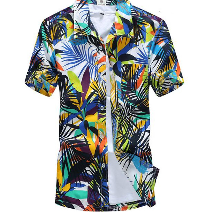 Men's Casual Vacation Travel Beach Shirt Loose Square Collar Short Sleeve Floral T-Shirt