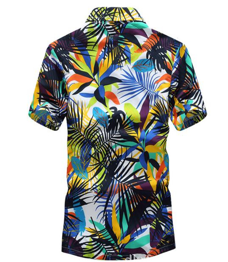 Men's Casual Vacation Travel Beach Shirt Loose Square Collar Short Sleeve Floral T-Shirt