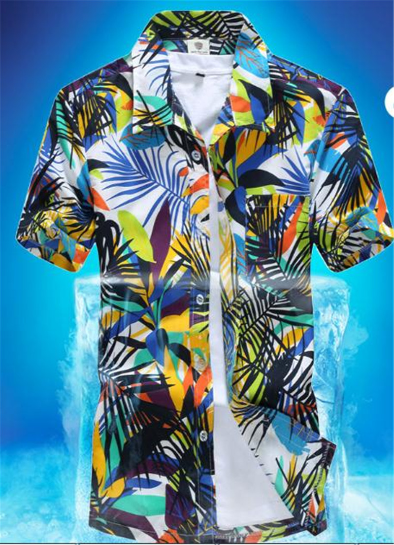 Men's Casual Vacation Travel Beach Shirt Loose Square Collar Short Sleeve Floral T-Shirt