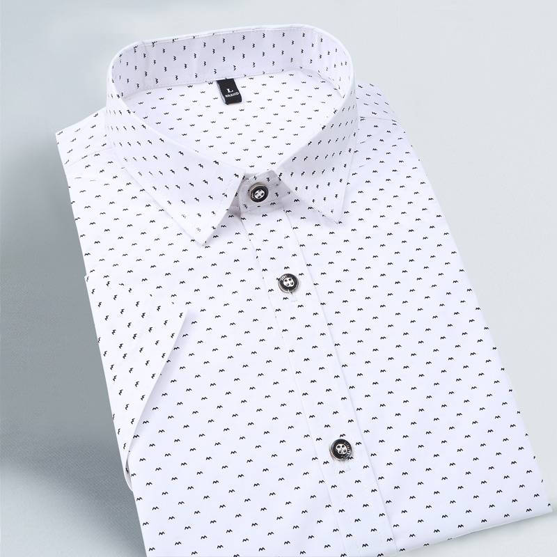 Men&apos;s Shirt New Fashion Cotton Men Social Shirt Mens Short Sleeve Shirts Man Polka Dot Casual Plus