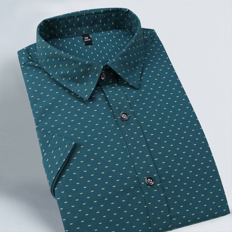 Men&apos;s Shirt New Fashion Cotton Men Social Shirt Mens Short Sleeve Shirts Man Polka Dot Casual Plus