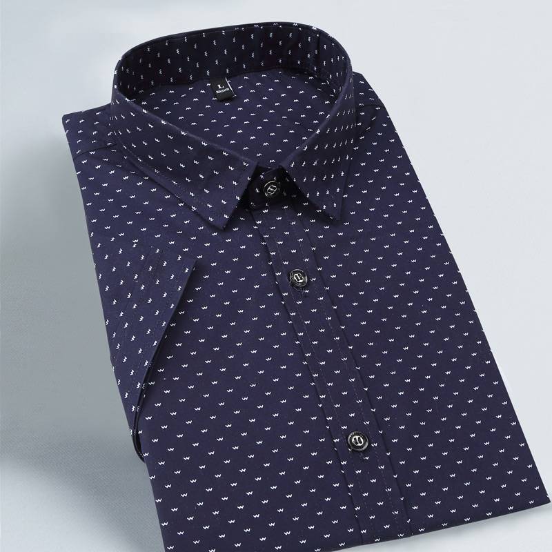 Men&apos;s Shirt New Fashion Cotton Men Social Shirt Mens Short Sleeve Shirts Man Polka Dot Casual Plus