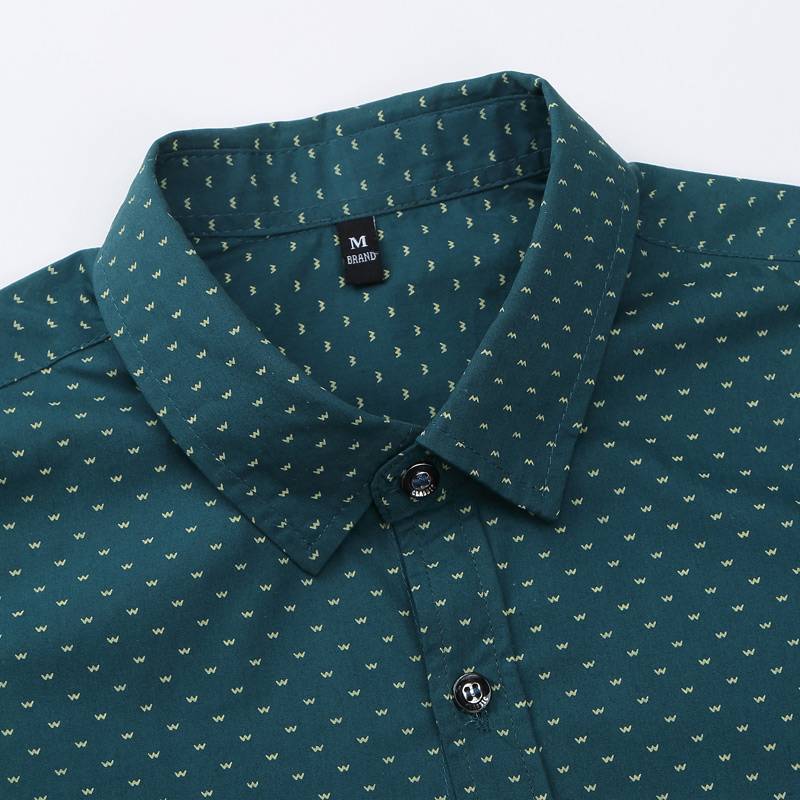Men&apos;s Shirt New Fashion Cotton Men Social Shirt Mens Short Sleeve Shirts Man Polka Dot Casual Plus