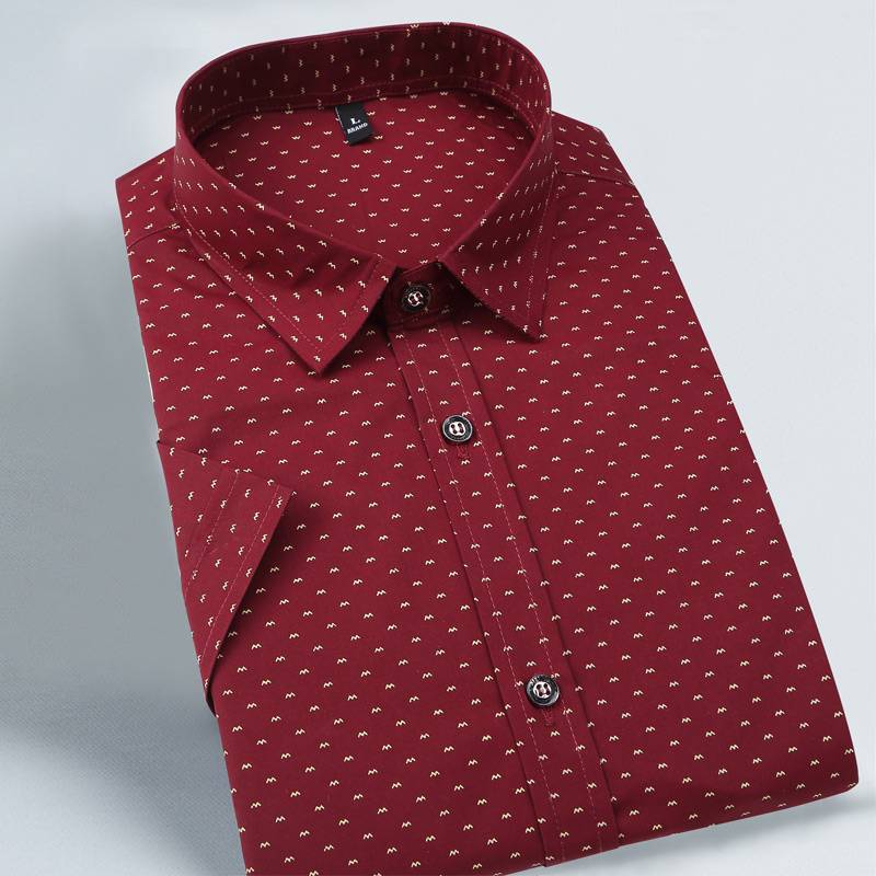 Men&apos;s Shirt New Fashion Cotton Men Social Shirt Mens Short Sleeve Shirts Man Polka Dot Casual Plus