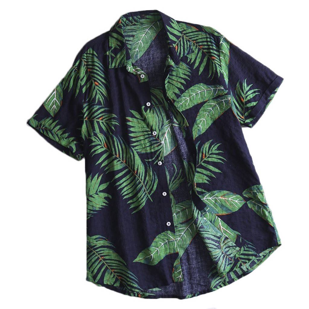 Hawaiian style Men&apos;s short Sleeve Print Shirt Vacation   Loose Shirt Apparel Comfort Tops