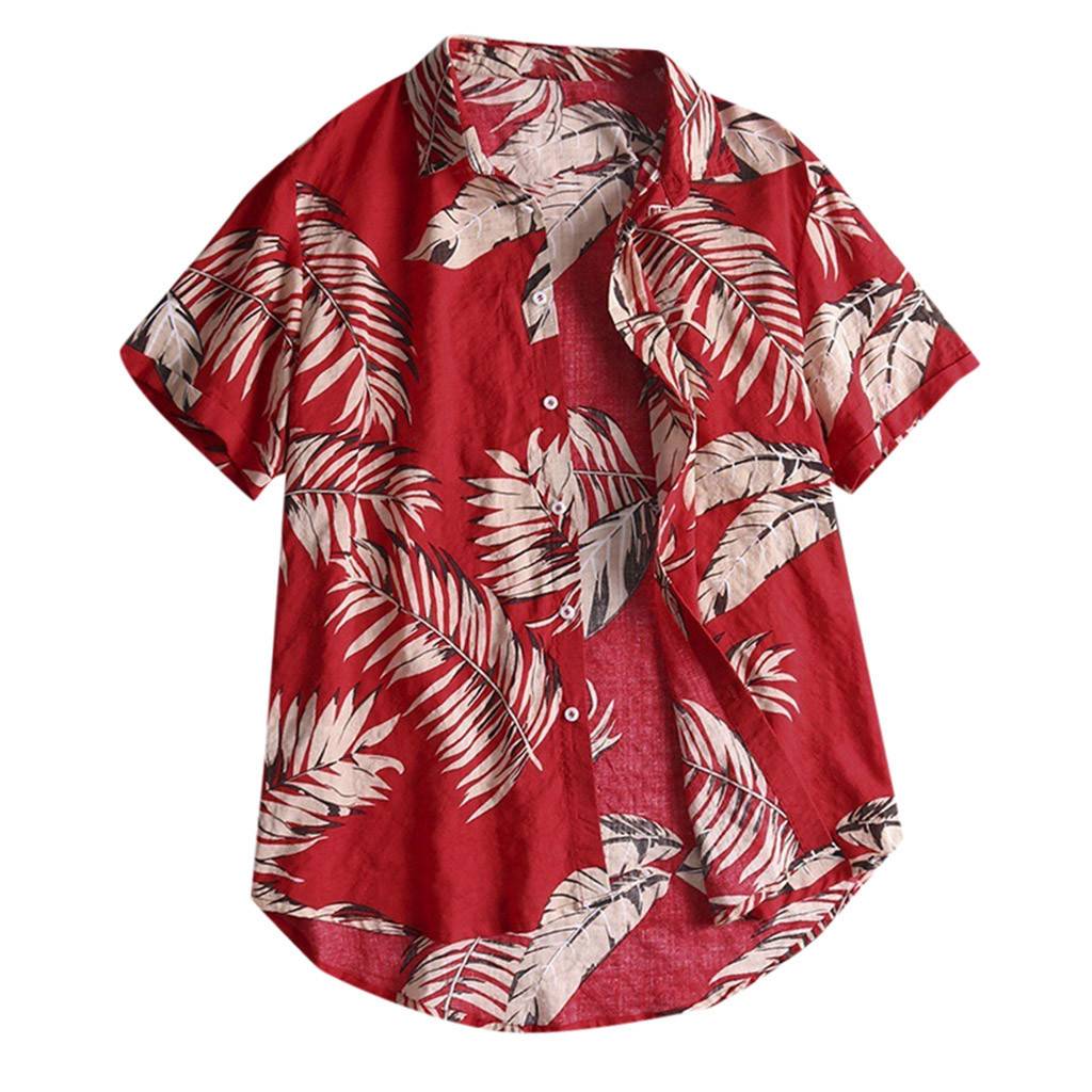 Hawaiian style Men&apos;s short Sleeve Print Shirt Vacation   Loose Shirt Apparel Comfort Tops