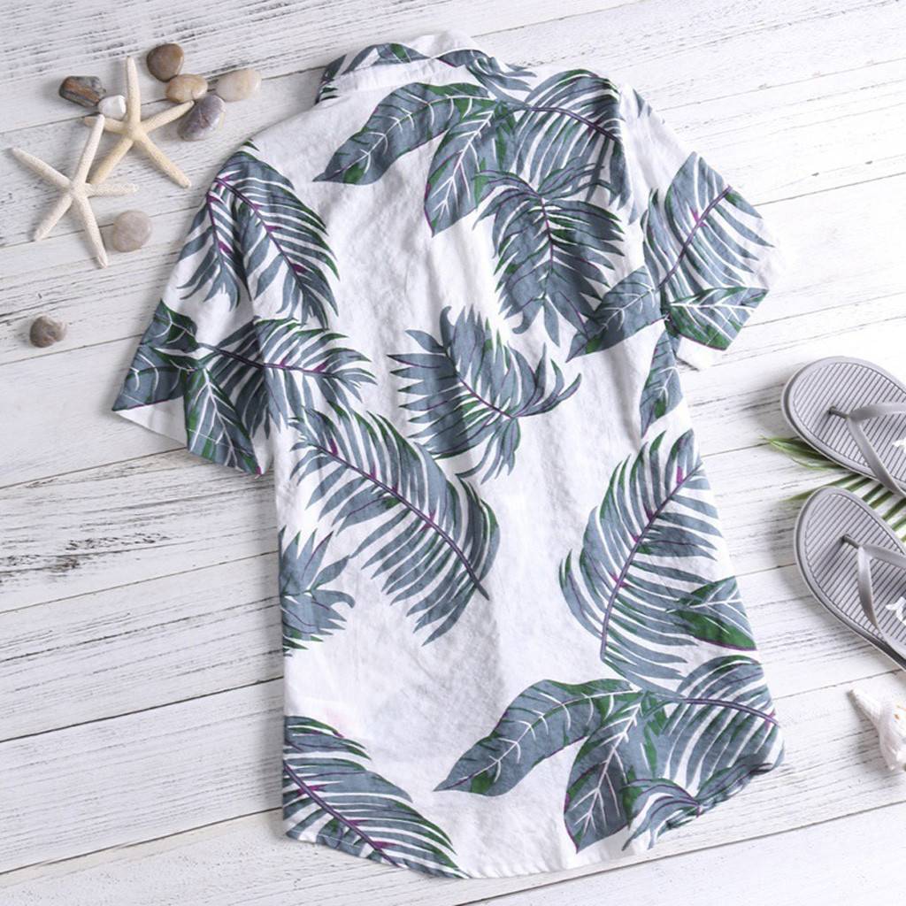 Hawaiian style Men&apos;s short Sleeve Print Shirt Vacation   Loose Shirt Apparel Comfort Tops