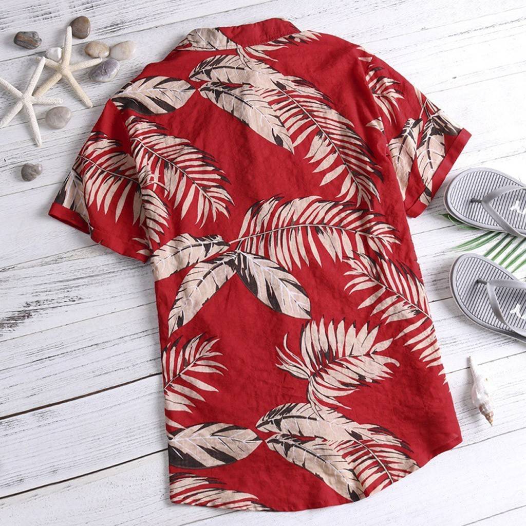 Hawaiian style Men&apos;s short Sleeve Print Shirt Vacation   Loose Shirt Apparel Comfort Tops