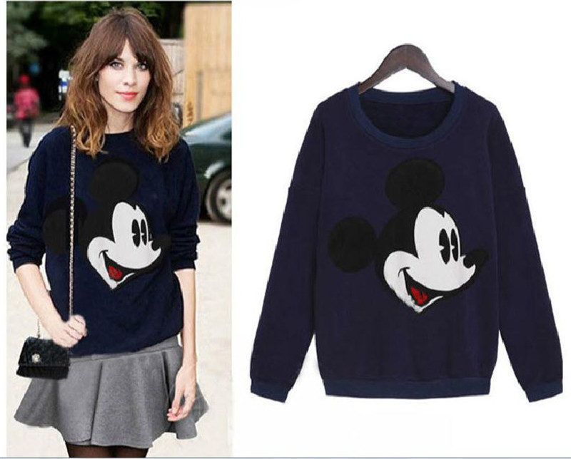 Autumn and winter women&apos;s sweater cartoon jacket top youth leisure print Mickey student street