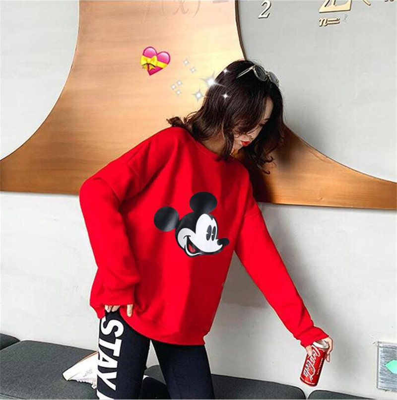 Autumn and winter women&apos;s sweater cartoon jacket top youth leisure print Mickey student street