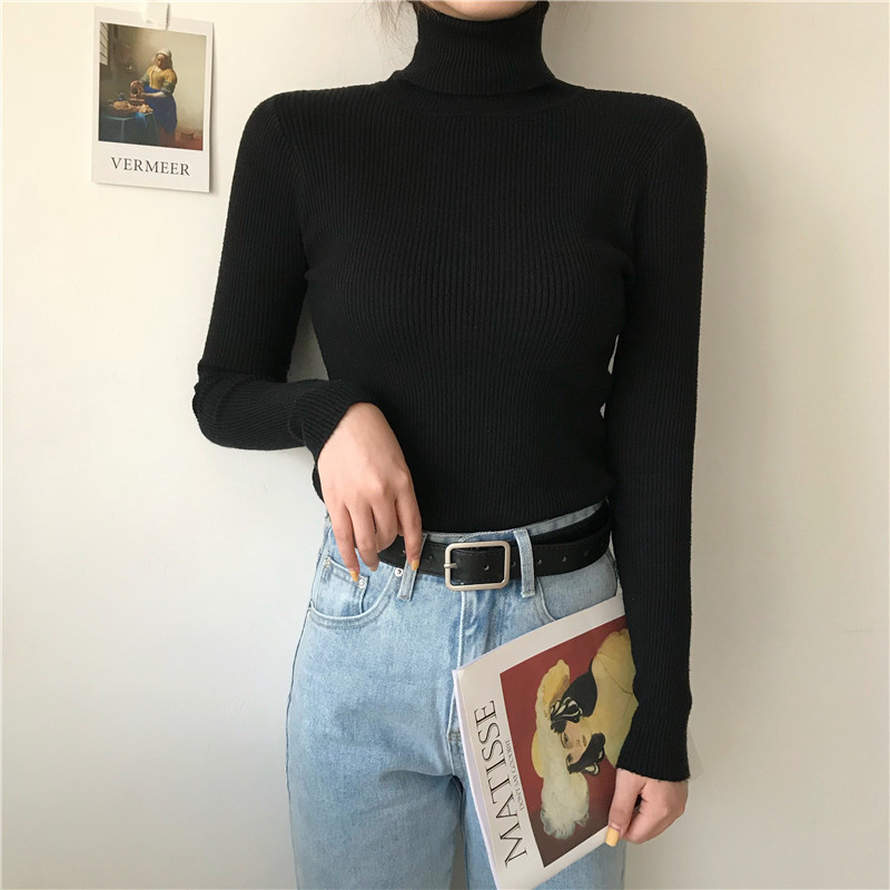 Autumn and winter, versatile, slim, long-sleeved, knit, bottoming shirt, women&apos;s, tops, tide